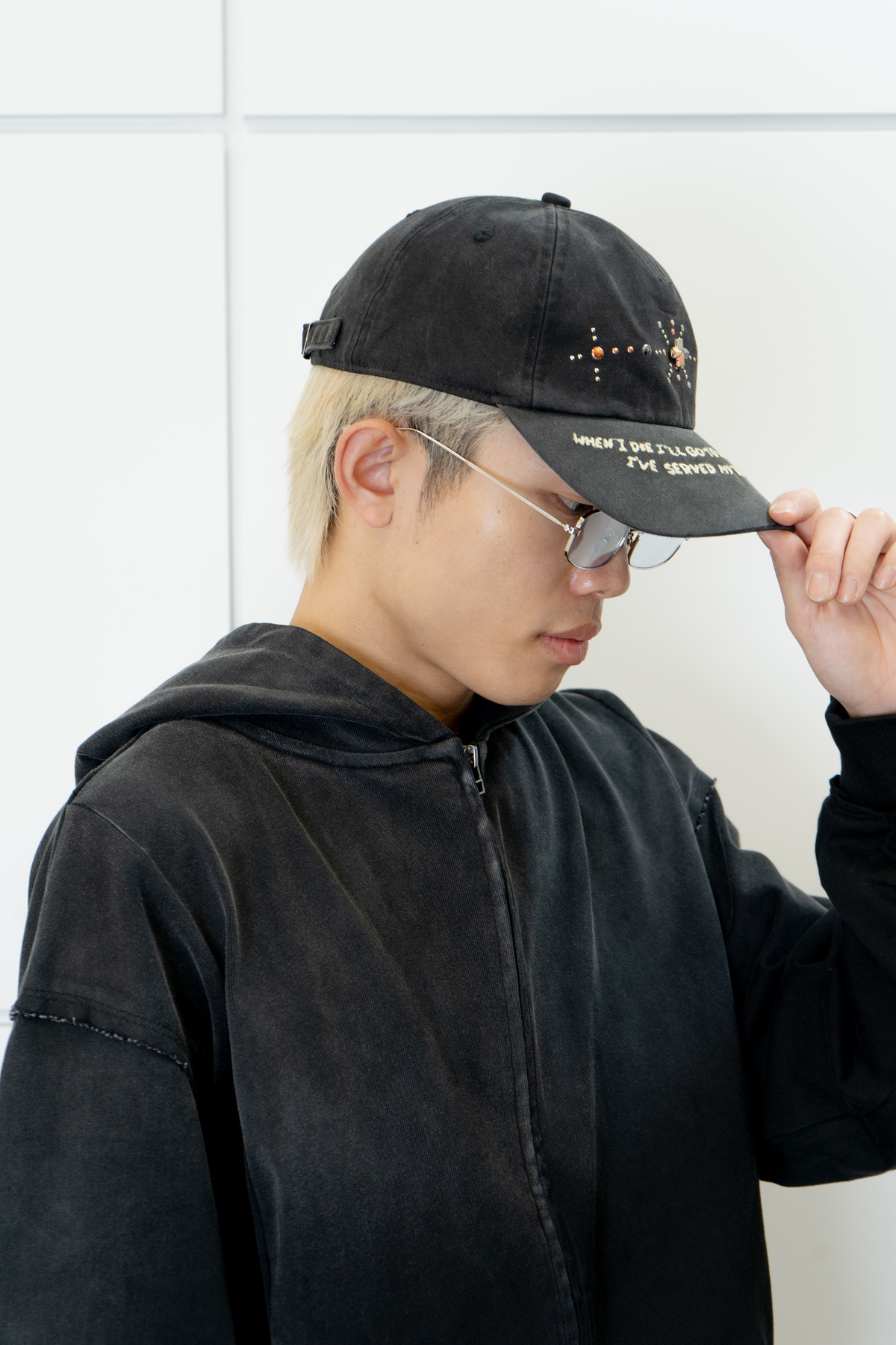 wangxingyu Slogan Embroidery Washed Baseball Cap - Image 3 of 4