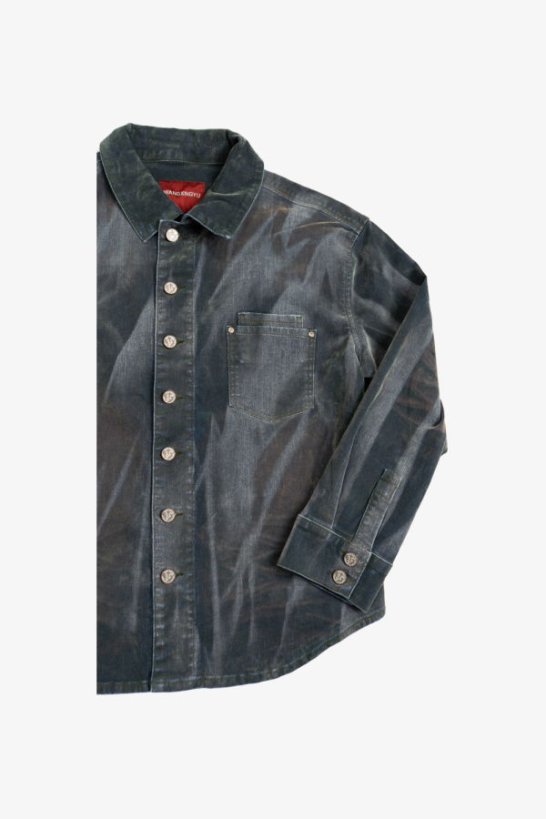 wangxingyu Tie-Dyed Flocked Denim Jacket