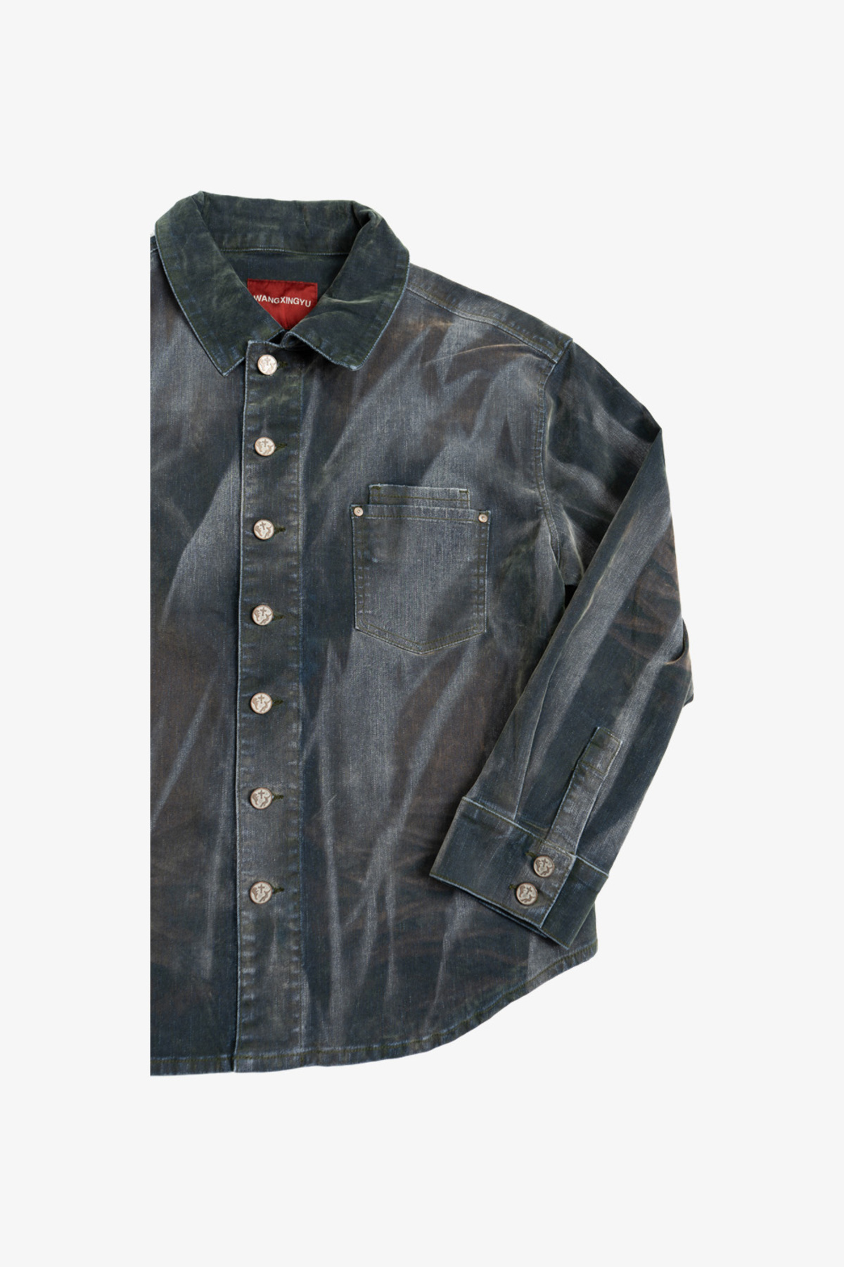 wangxingyu Tie-Dyed Flocked Denim Jacket - Image 2 of 7