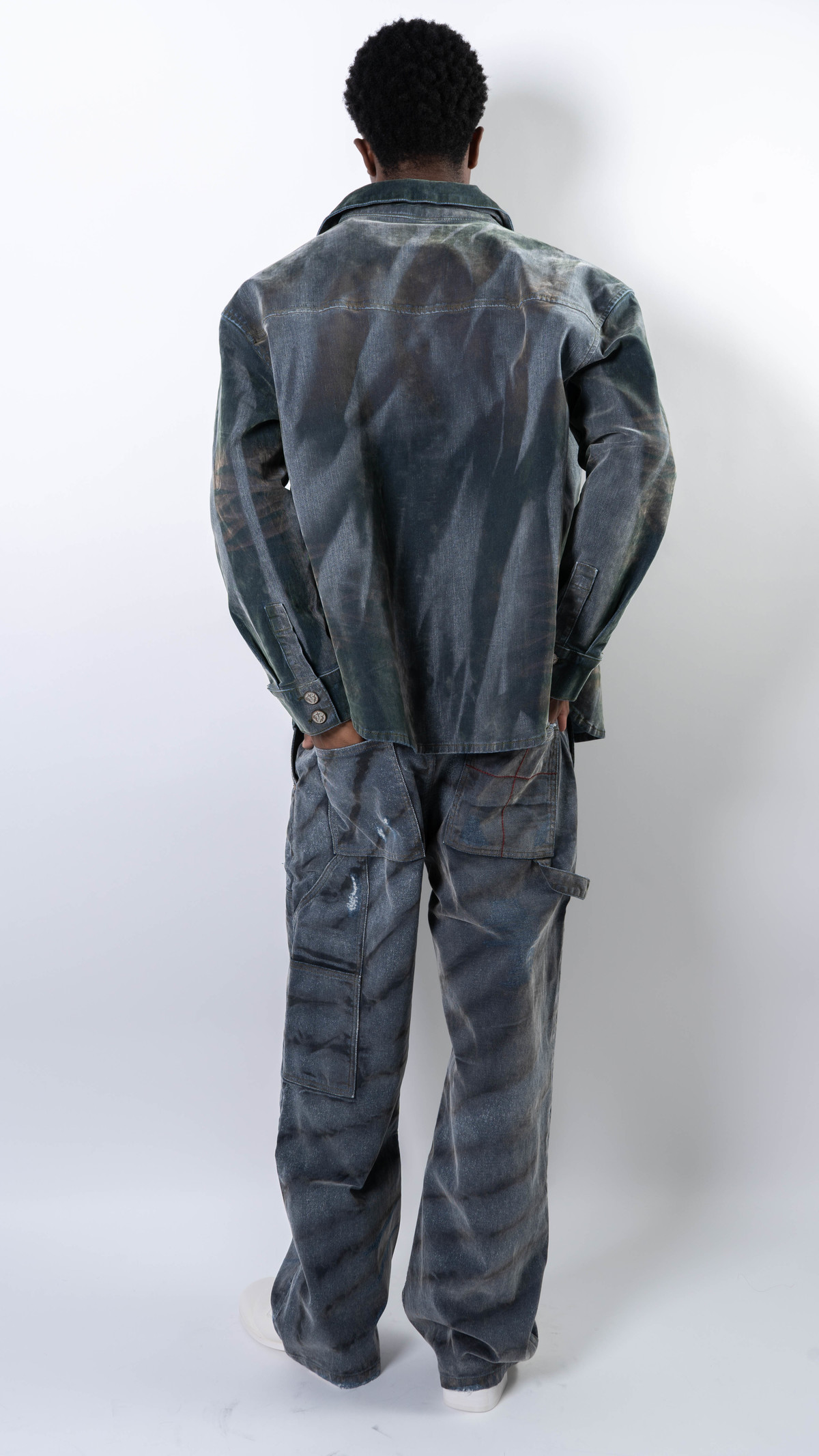 wangxingyu Tie-Dyed Flocked Denim Jacket - Image 5 of 7