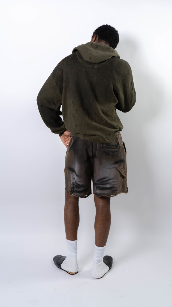 Wangxingyu Distressed Knit Hoodie