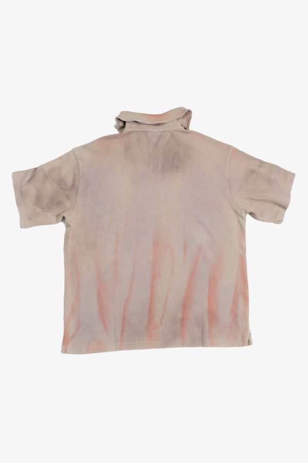 wangxingyu Washed Waffle-Knit Polo Top