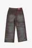 wangxingyu Slashed Washed Baggy Flocked Jeans - Thumbnail 2