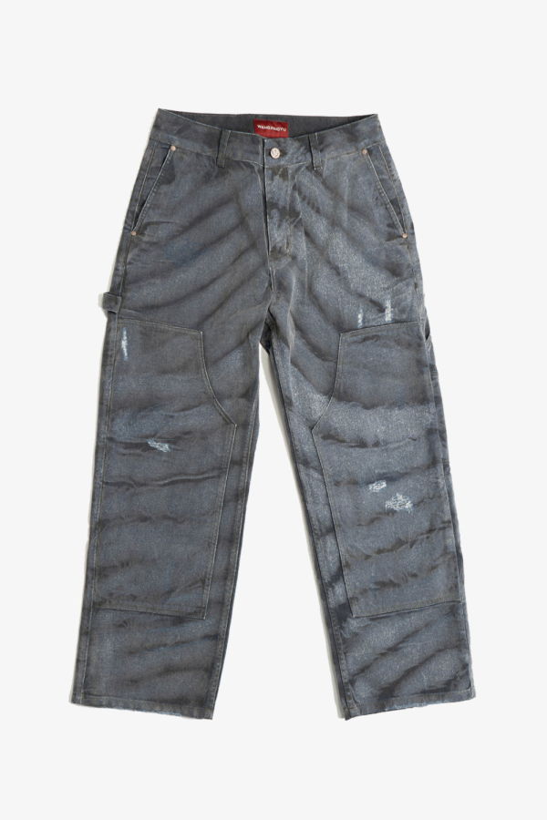 Wangxingyu Distressed Double-Knee Cargo Pants - Teal