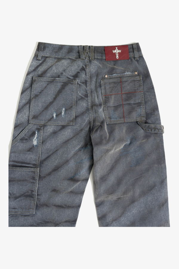 Wangxingyu Distressed Double-Knee Cargo Pants - Teal