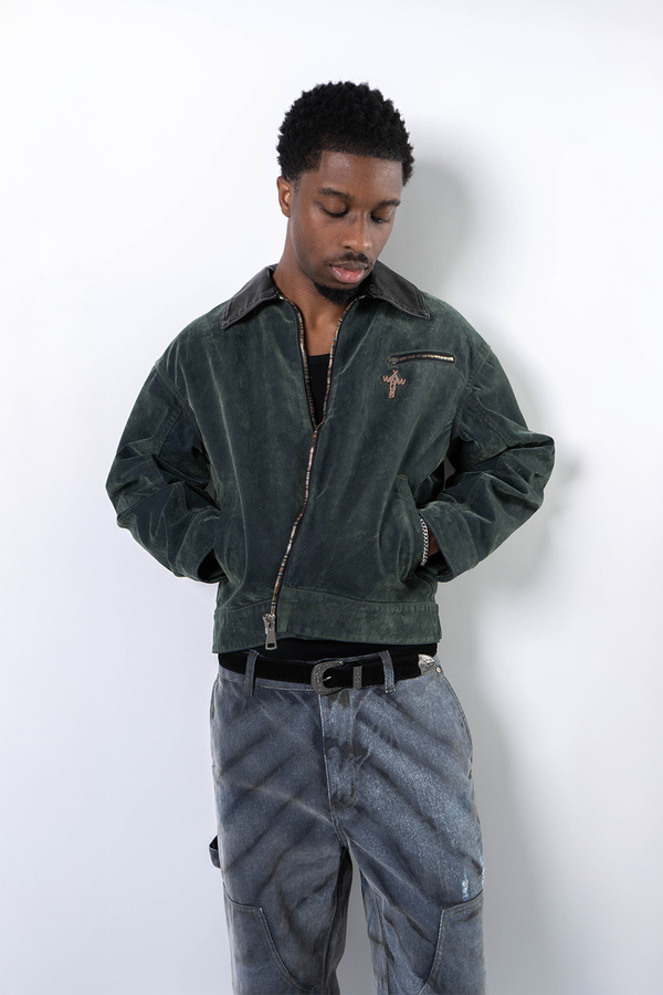 wangxingyu Detroit Flocked Denim Jacket