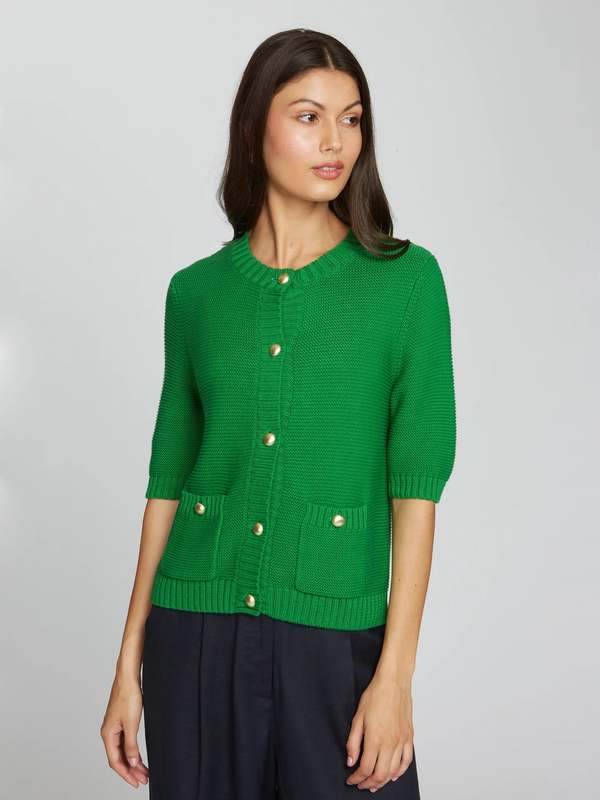 Autumn Cashmere Buttoned Elbow Sleeve Jacket Cardigan - Clover