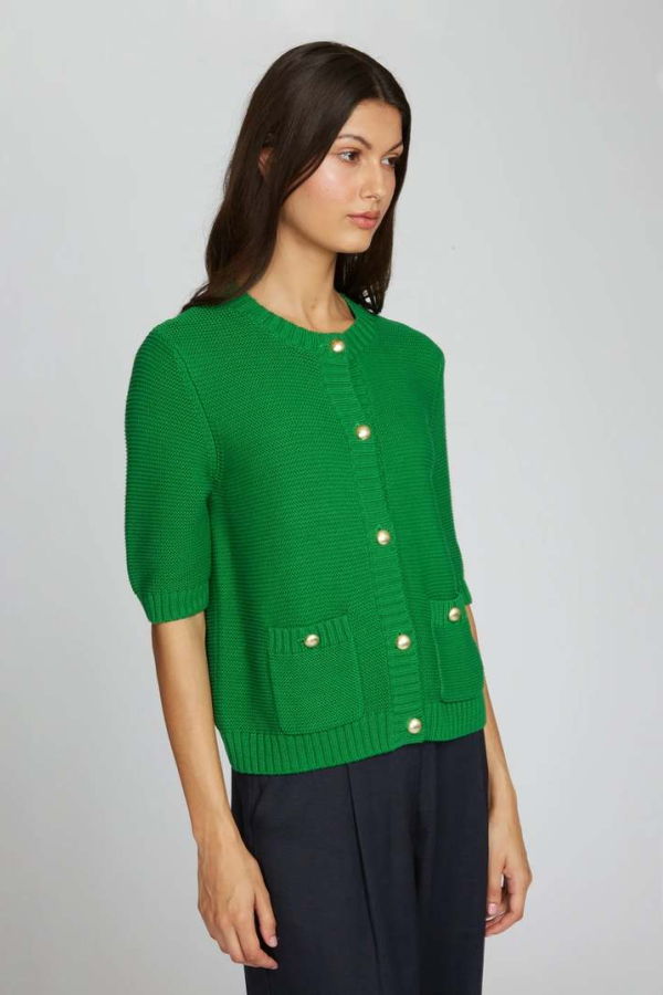 Autumn Cashmere Buttoned Elbow Sleeve Jacket Cardigan - Clover