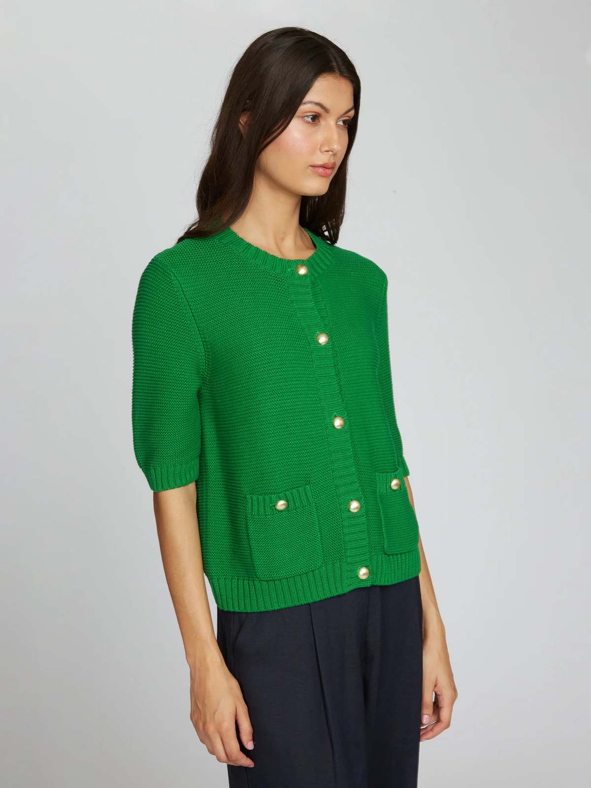 Autumn Cashmere Buttoned Elbow Sleeve Jacket Cardigan - Clover - Image 2 of 5