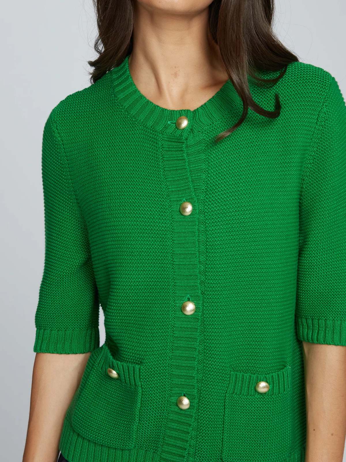 Autumn Cashmere Buttoned Elbow Sleeve Jacket Cardigan - Clover - Image 3 of 5