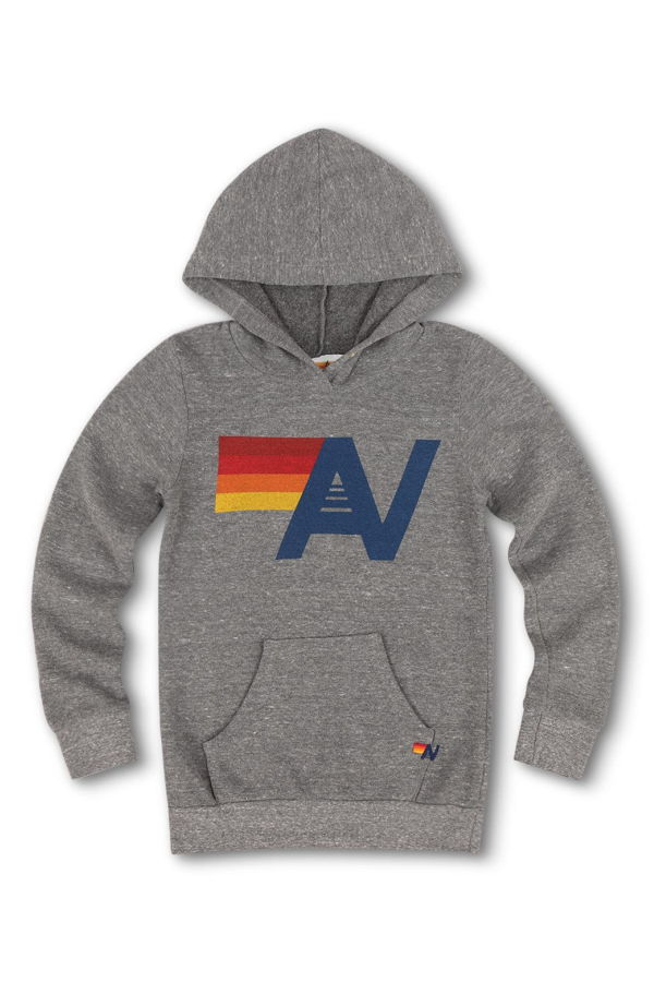 KIDS Aviator Nation Logo Stitch Pullover Hoodie - Heather Grey