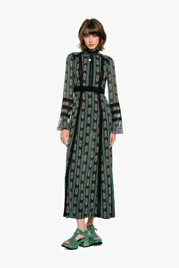 Anna Sui Cameo Stripe Print Maxi Dress