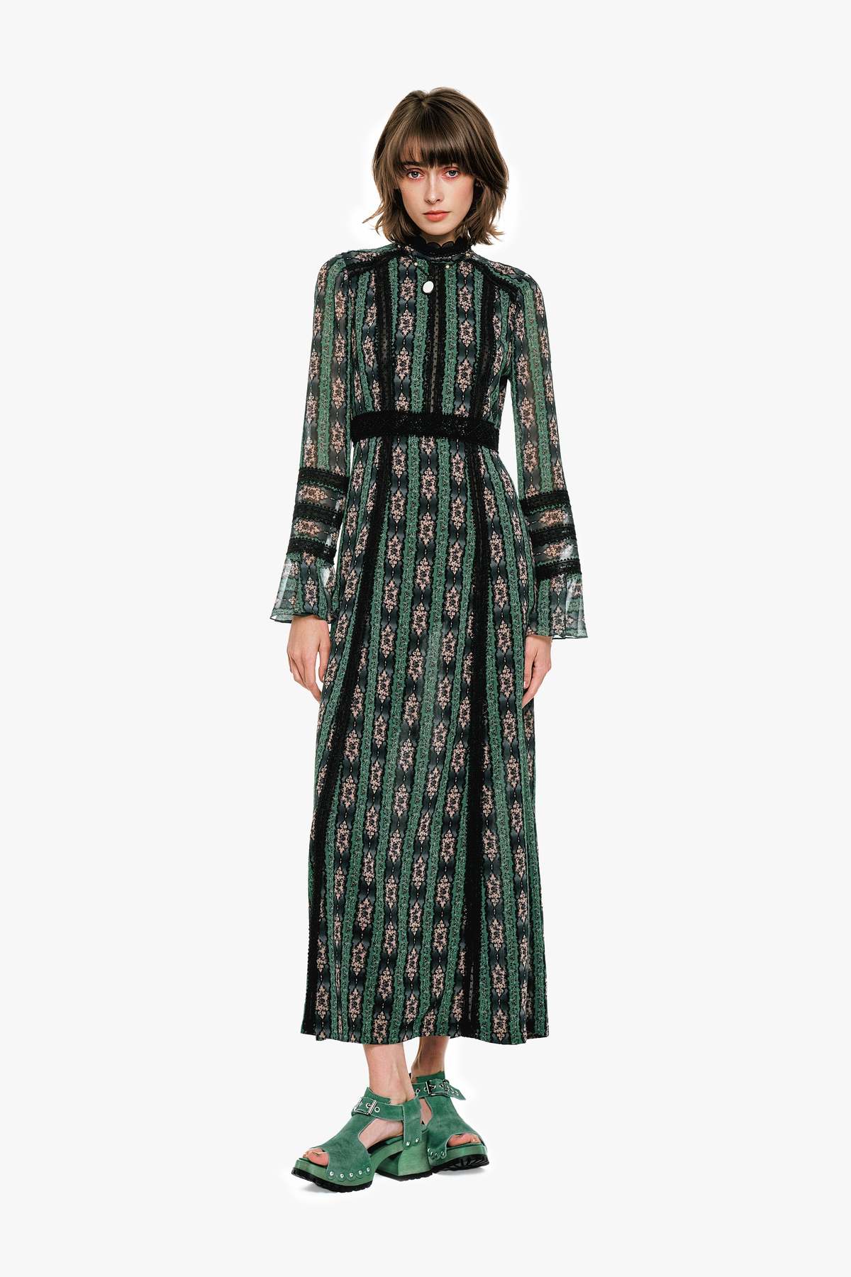 Anna Sui Cameo Stripe Print Maxi Dress - Image 1 of 7