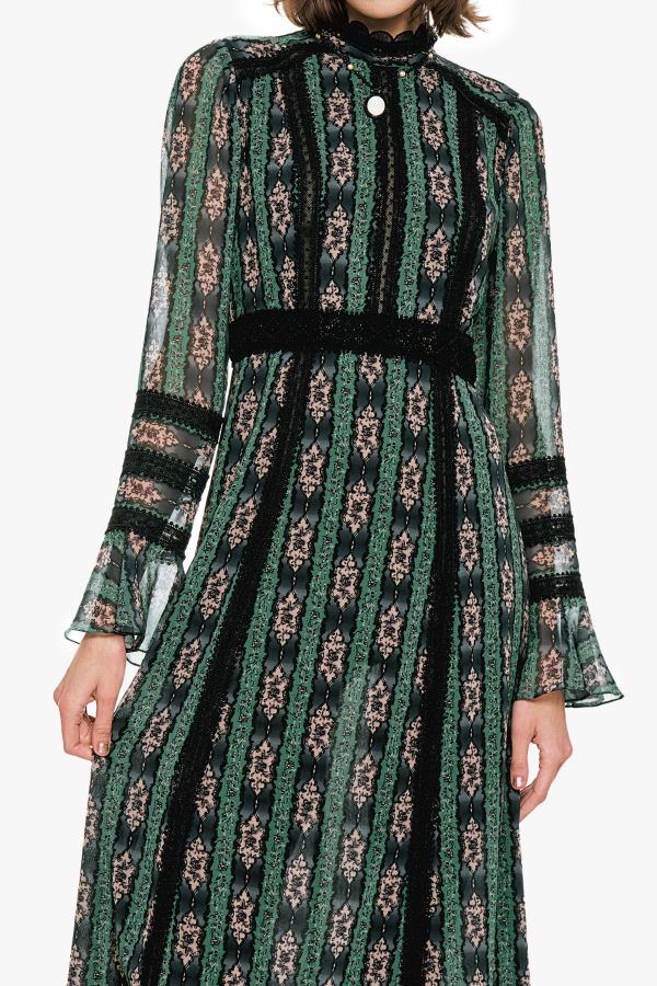 Anna Sui Cameo Stripe Print Maxi Dress