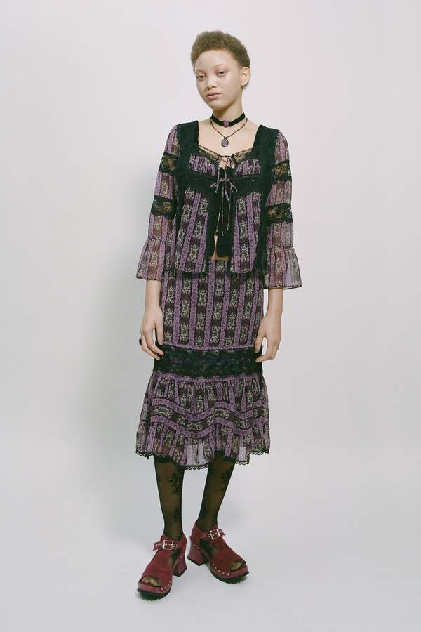 Anna Sui Cameo Stripe Print Tie Blouse