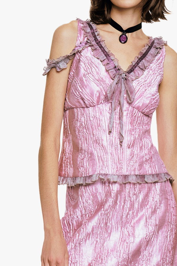 Anna Sui Crushed Satin Bow Top