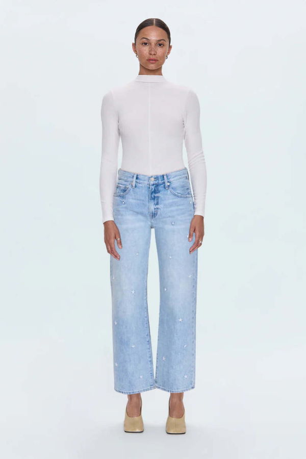Pistola Lexi Mid Rise Bowed Straight Jeans