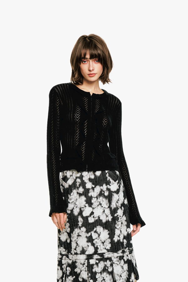 Anna Sui Victorian Pointelle Knitwear Cardigan