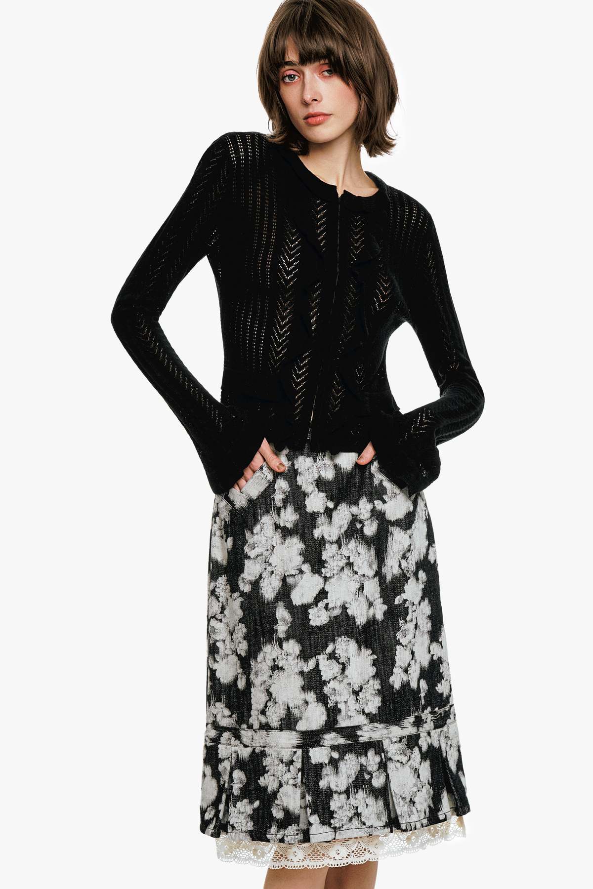 Anna Sui Victorian Pointelle Knitwear Cardigan - Image 2 of 9