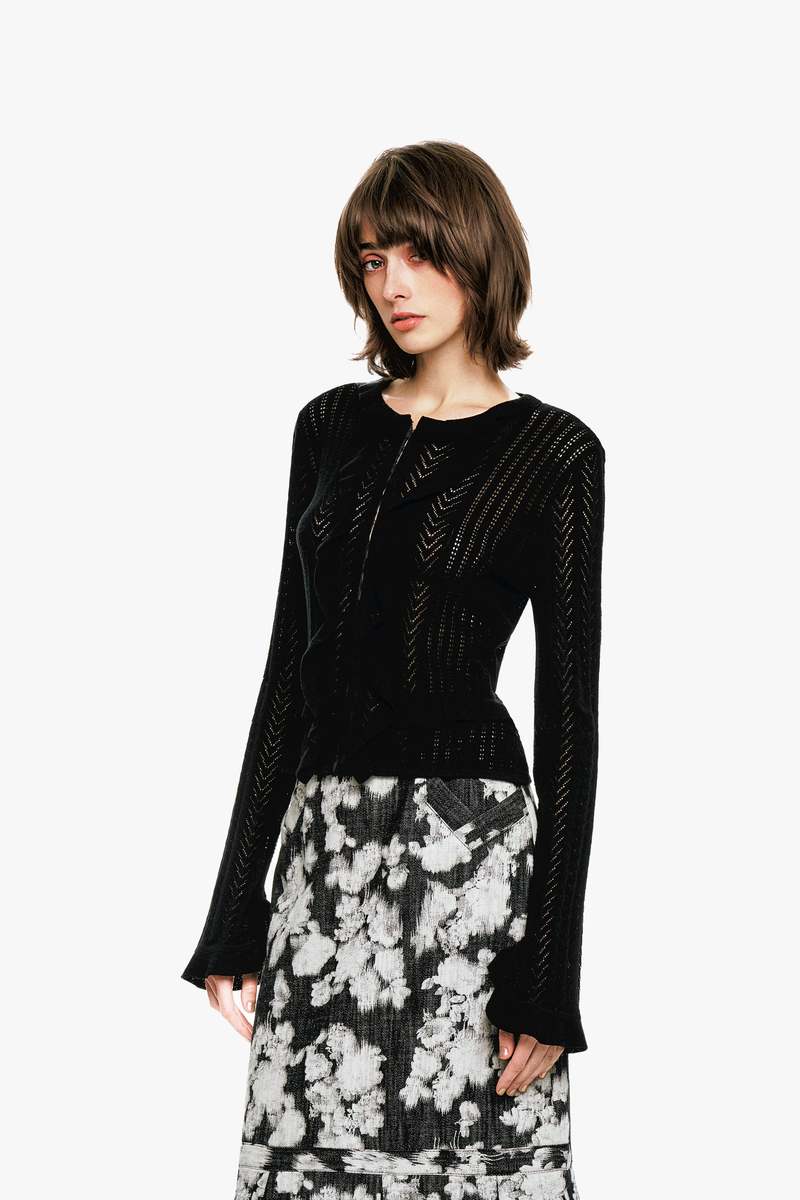 Anna Sui Victorian Pointelle Knitwear Cardigan