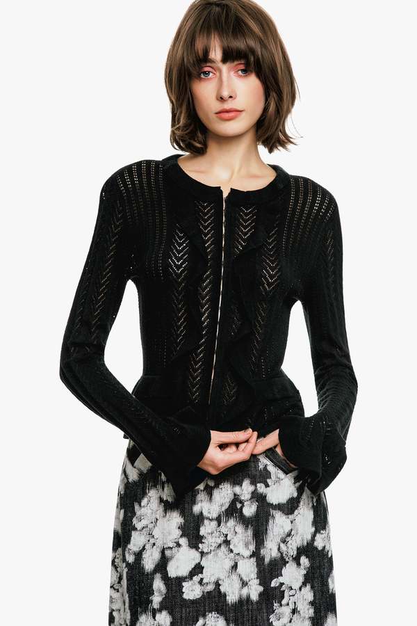 Anna Sui Victorian Pointelle Knitwear Cardigan