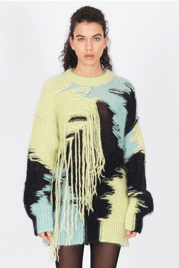 Isabel Benenato Knit Crew Collage Sweater