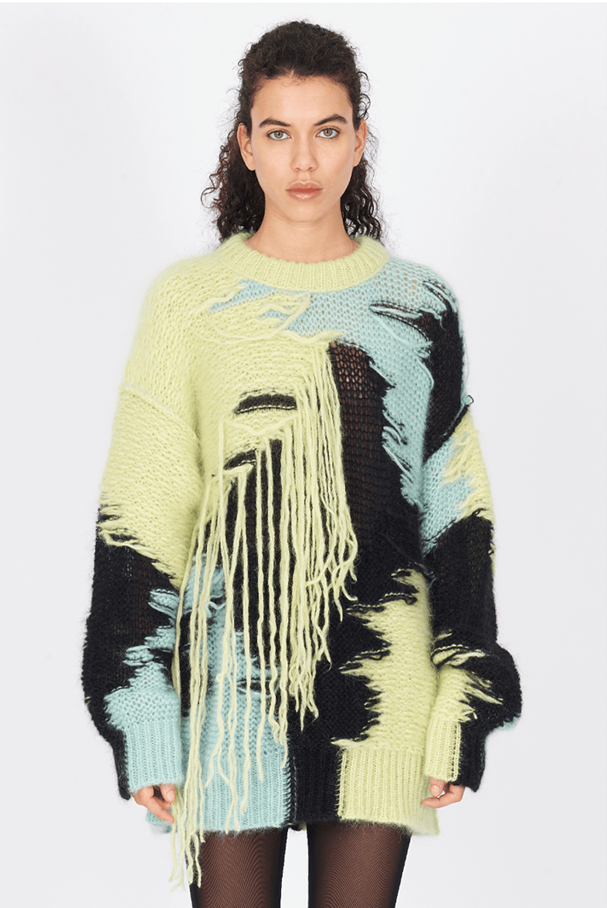 Isabel Benenato Knit Crew Collage Sweater - Image 1 of 4