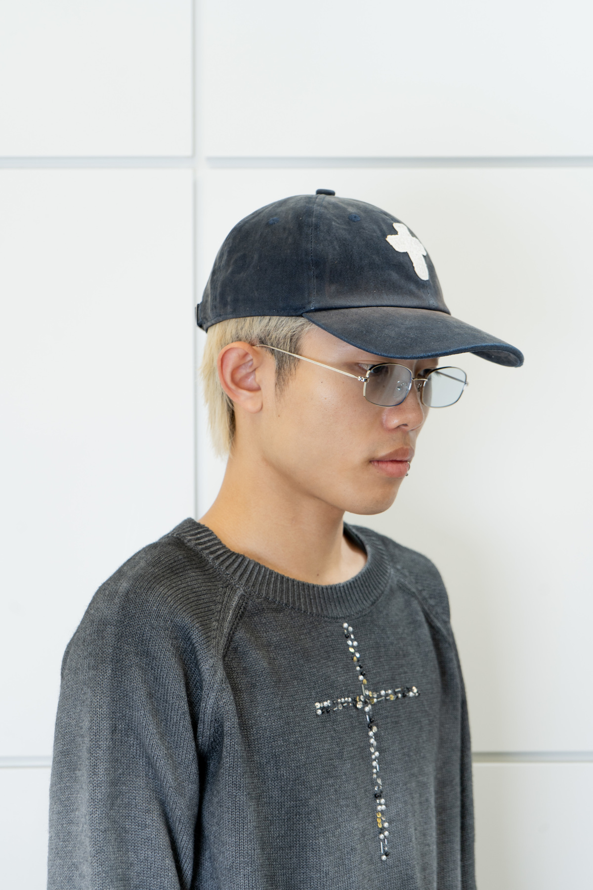 Wangxingyu Flocked Denim Patch Washed Cap - Image 3 of 3