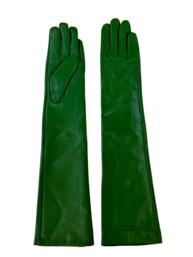 MARGARET Leather Opera Gloves - Bottle Green