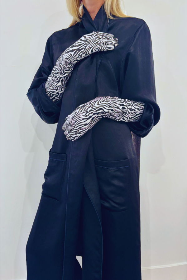 MARGARET Leather Opera Gloves | Zebra