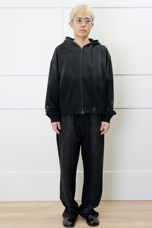 wangxingyu Hot-Studded Zip-Up Hoodie