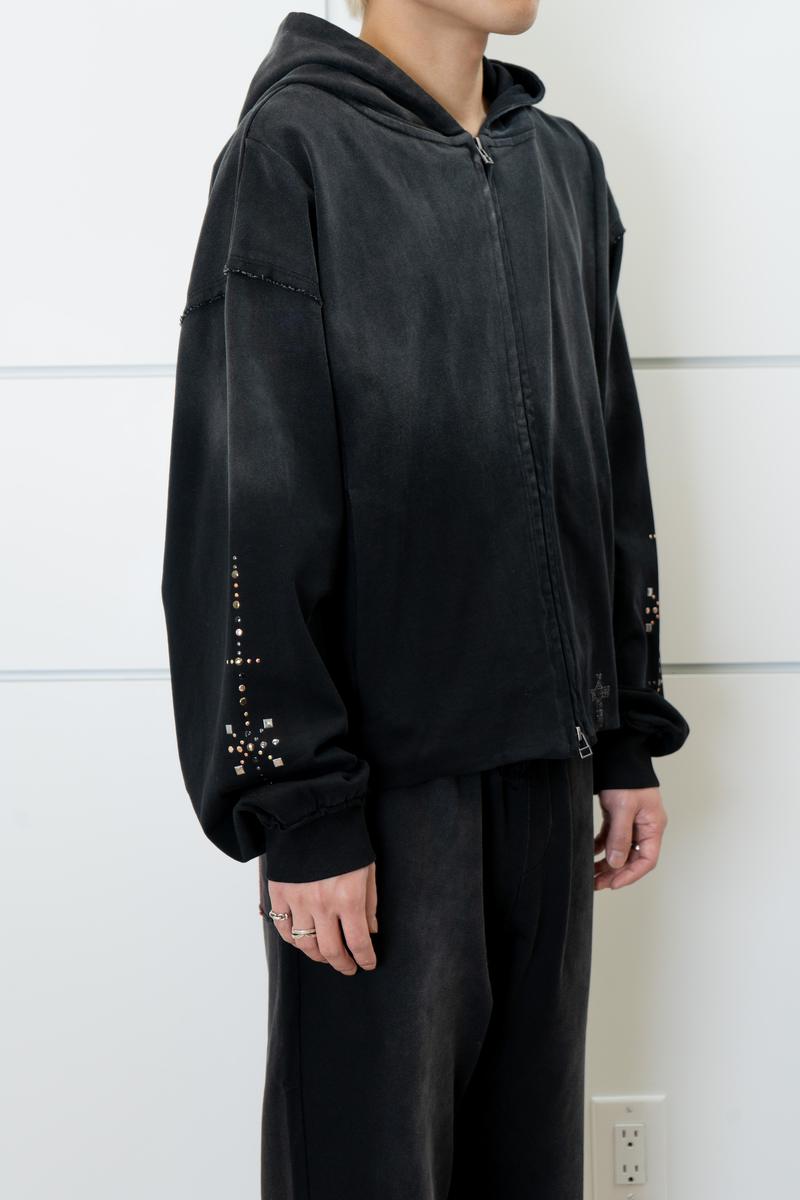 wangxingyu Hot-Studded Zip-Up Hoodie