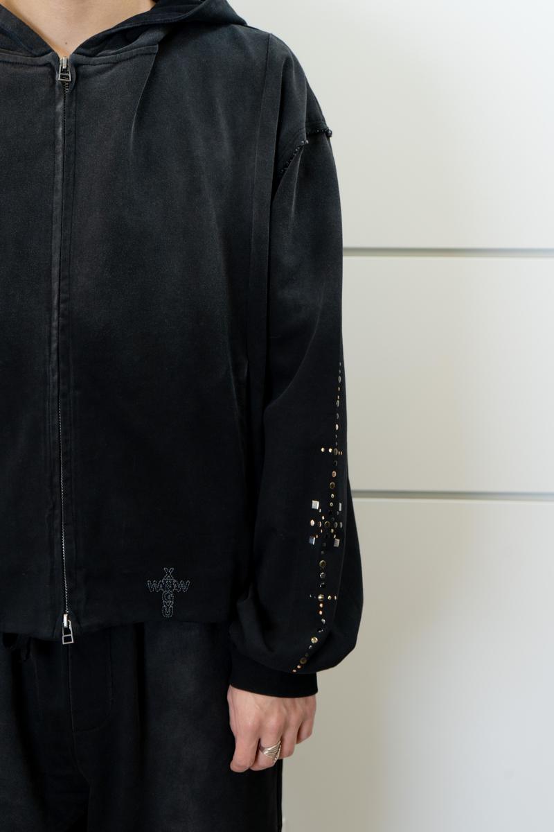 wangxingyu Hot-Studded Zip-Up Hoodie