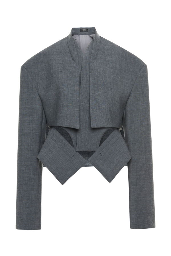 A.W.A.K.E. MODE Cropped Jacket with Insert - Grey
