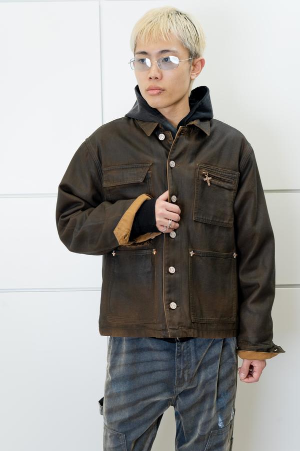 wangxingyu Coated Leopard Fleece-Lined Michigan Jacket