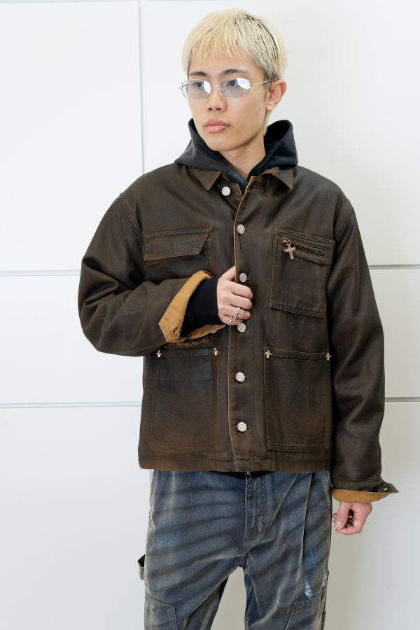 wangxingyu Coated Leopard Fleece-Lined Michigan Jacket