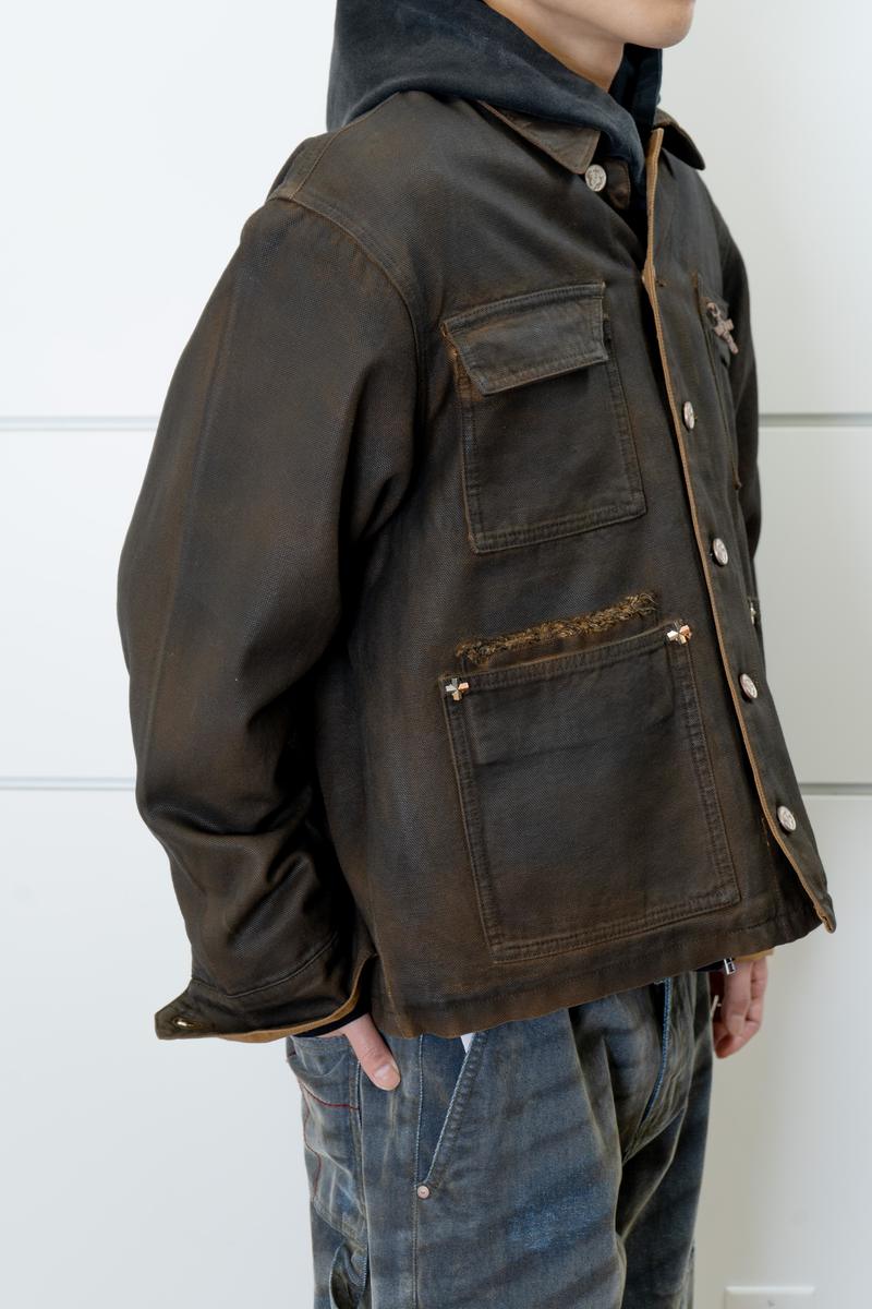 wangxingyu Coated Leopard Fleece-Lined Michigan Jacket