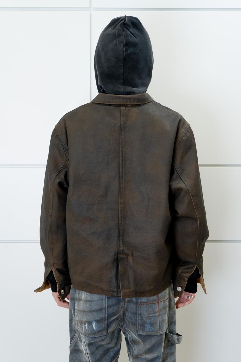 wangxingyu Coated Leopard Fleece-Lined Michigan Jacket