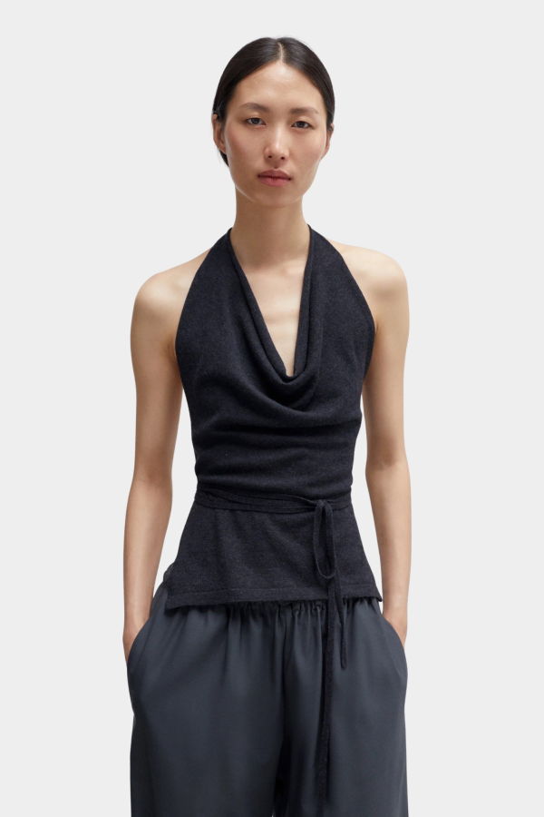 Cordera Merino Wool Tie Top - Anthracite