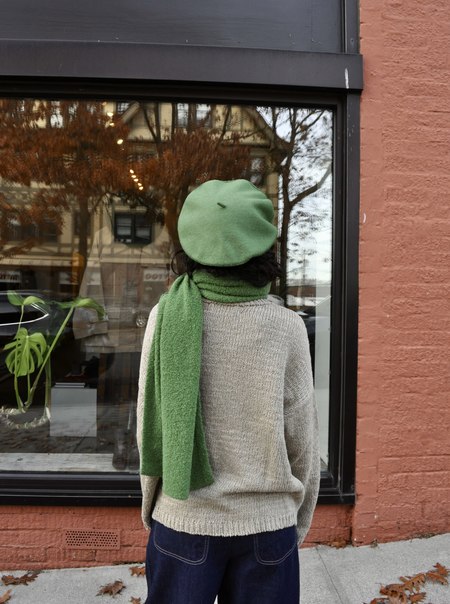 Lambswool Crochet Striped Beret | Garmentory