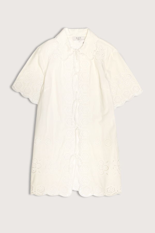 Sea NY Babette Eyelet Tie Front Coverup - White