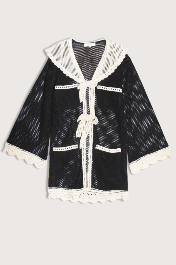 Sea NY Kendall Crochet Cover Up Top - Black