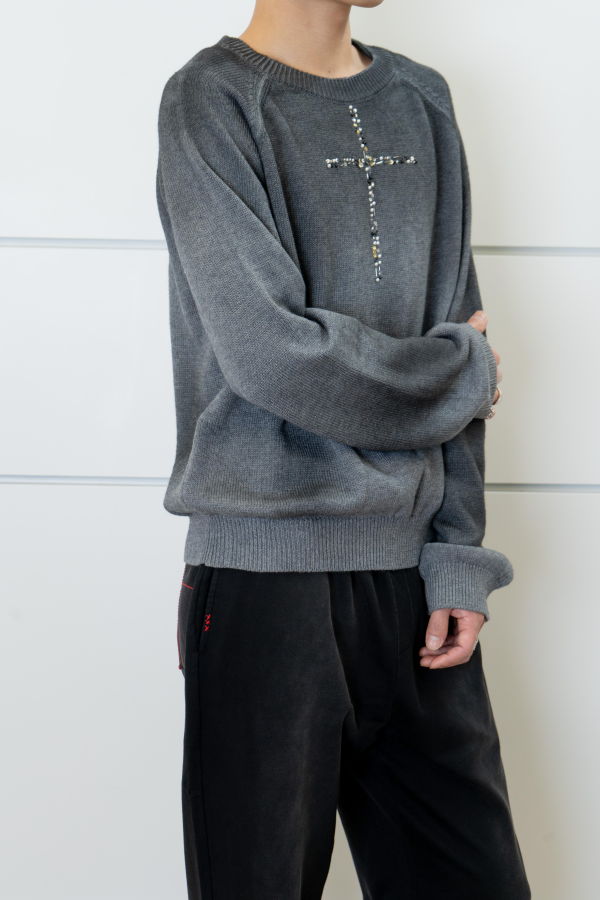 wangxingyu Beaded Pipe Embroidery Knit Sweater Jacket