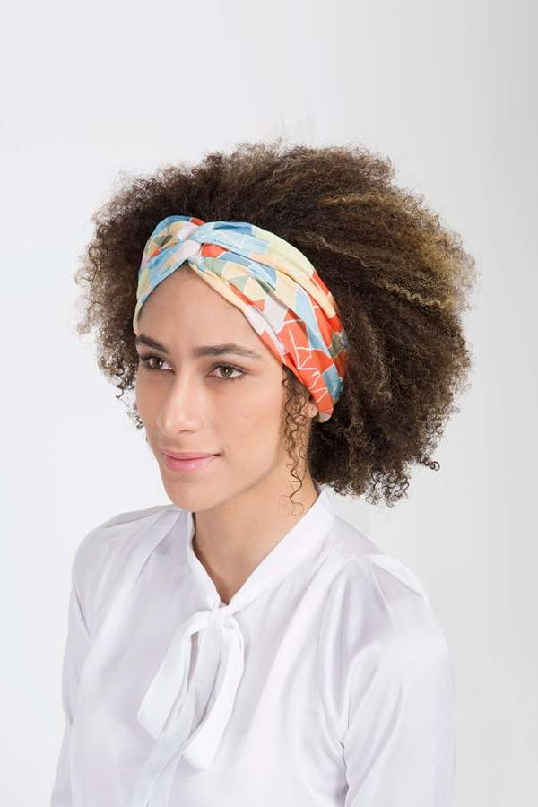 Vismaya Abstract Pattern Headband - Orange Blue