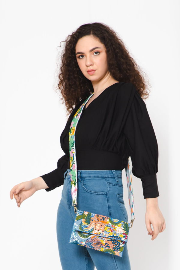 Vismaya Botanical Embroidered Strap - White