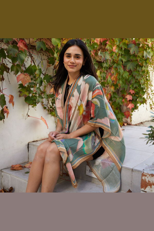 Vismaya Conspicuous Floral Kimono - Sage Green