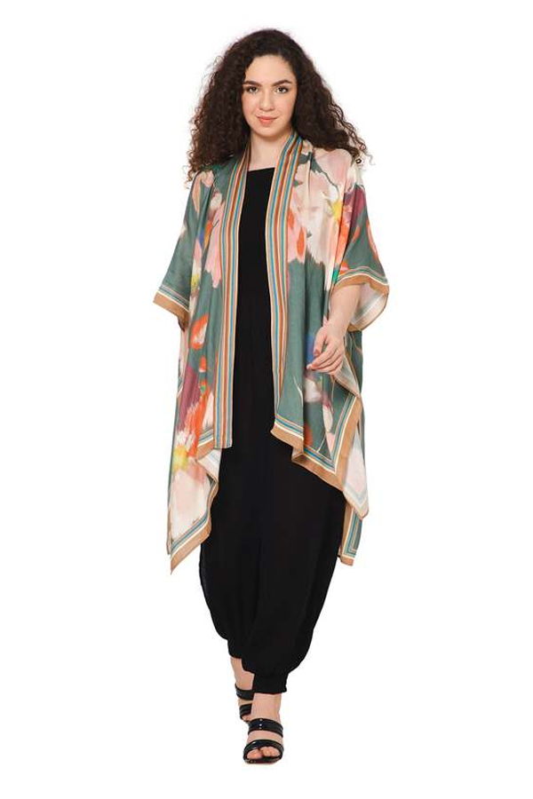 Vismaya Conspicuous Floral Kimono - Sage Green