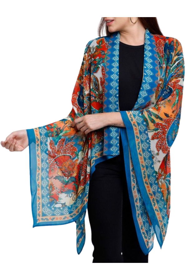 Vismaya Desert Bloom Kimono Cardigan - Red