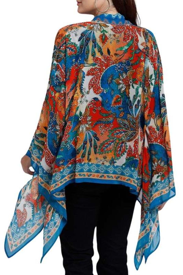 Vismaya Desert Bloom Kimono Cardigan - Red