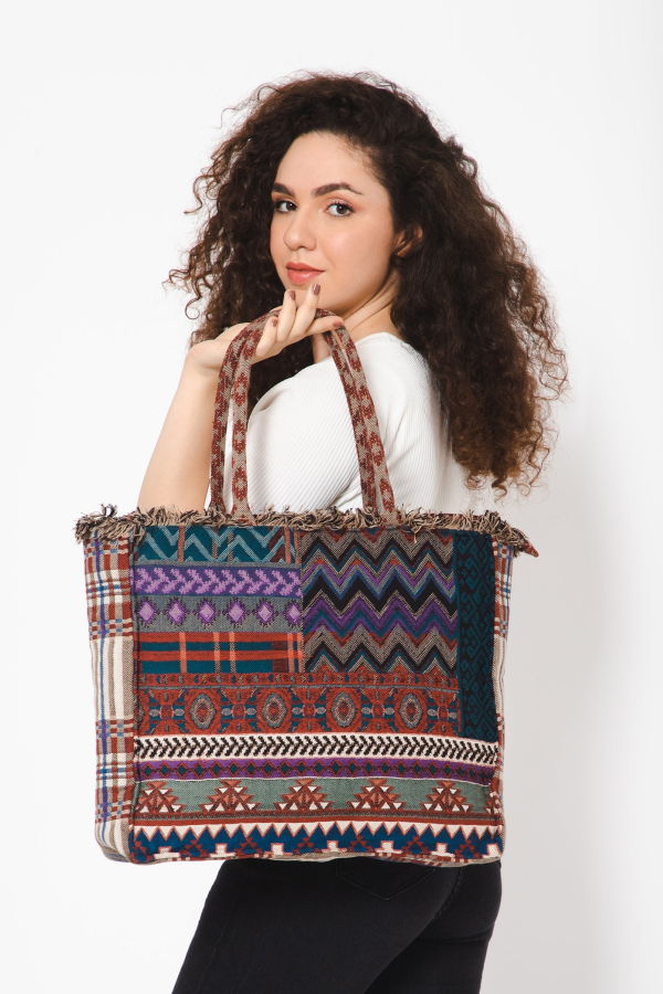 Vismaya Eminent Jacquard Bag - Purple